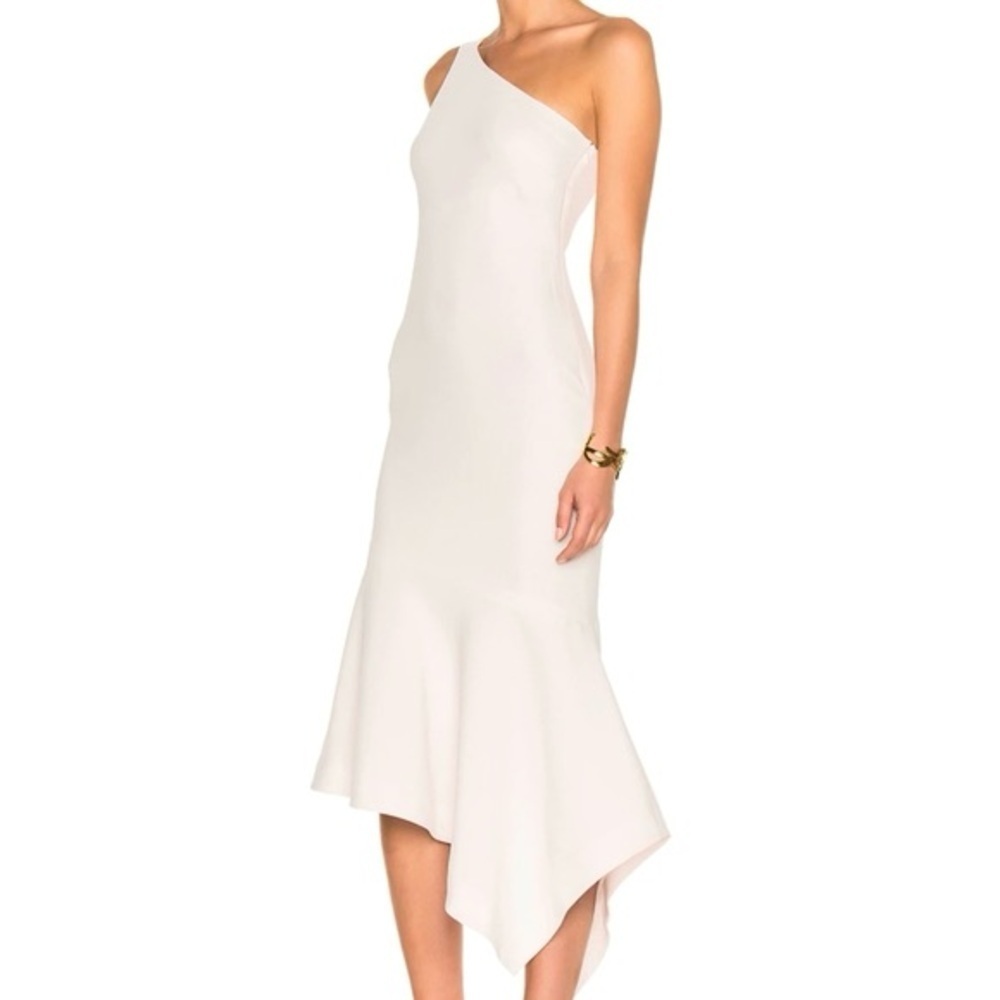 Cinq à Sept Dulcina One Shoulder Midi Formal Dress Size 6 Pink NWT Wedding Party